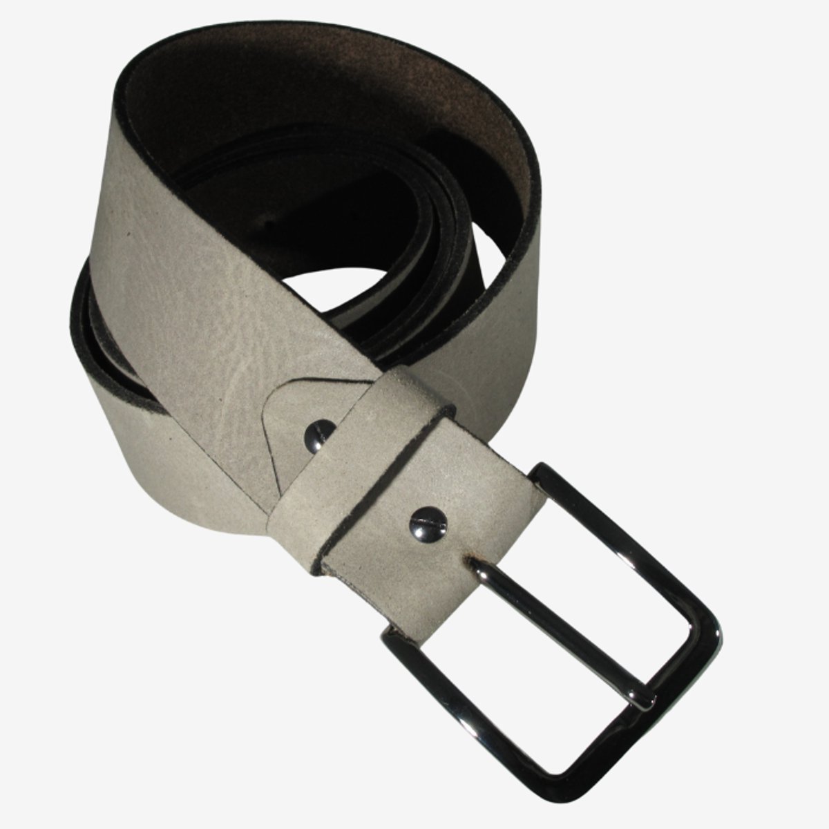 Apollo - Handgemaakte heren riem - Italiaans leer - Greige - Italiaanse gesp Nikkel satin - Hoogte 3.8 cm - Maat 90