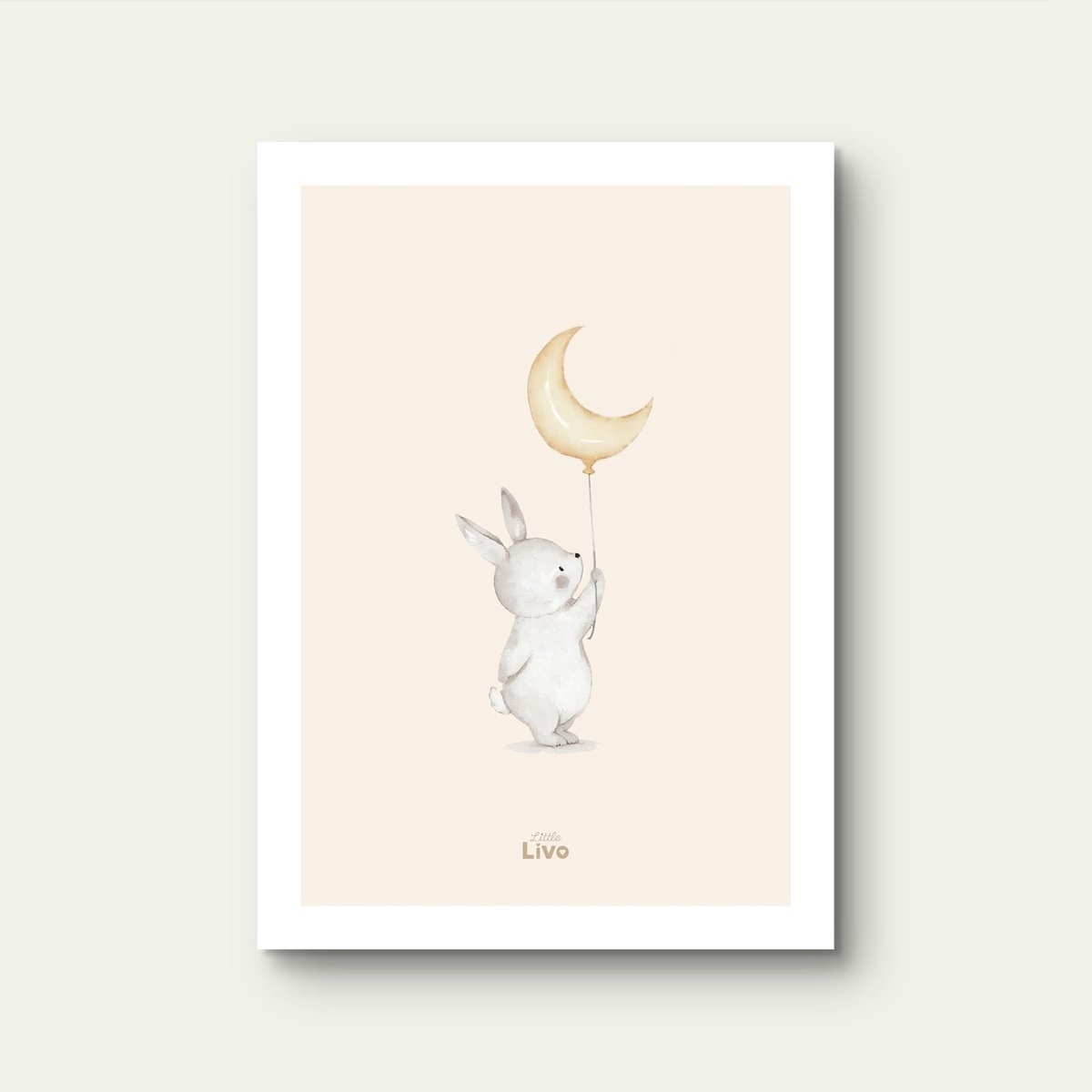 Little Livo Kinderposter Konijn op de Maan – Poster Kinderkamer – Muurdecoratie – 50 x 70 cm – Mat – 250 g/m² Papier