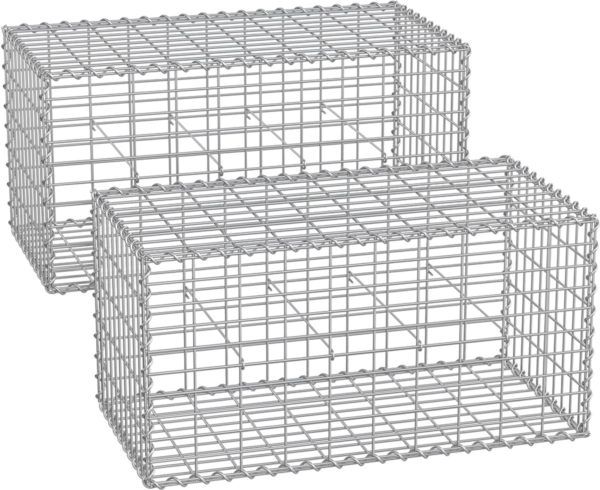 Gabion Wall Kit - Metalen kooi - Stenen muur - Gegalvaniseerd staal - 100cm x 50cm x 50cm - 5cm x 10cm Mesh - Heavy Duty