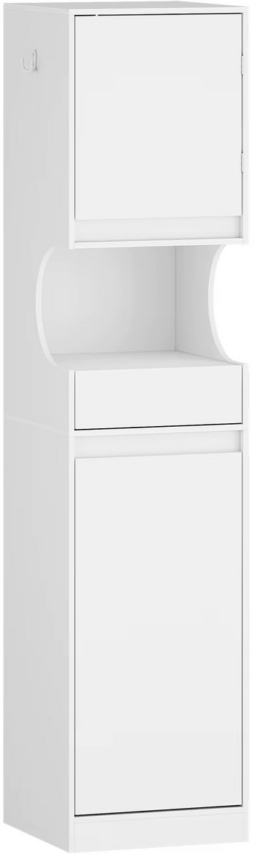 Naiz - Badkamermeubel - Wit - Met wasmand - Met deur en lade - 40 x 40 x 170 cm