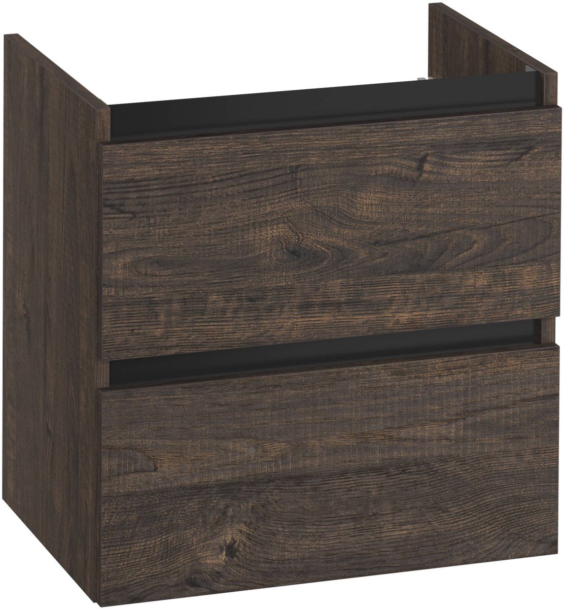 Saqu Gaia wastafelonderkast 60x50,5x60cm kasteel bruin – zwarte greeplijst