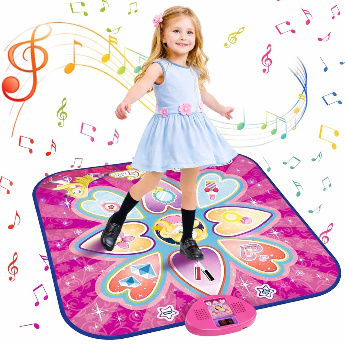 TERRAMUS Tapis de Danse pour Enfants - Tapis de Danse électronique avec 8 Touches et lumières LED pour Enfants de 4 à 8 Ans - Cadeaux d'anniversaire sympas pour Filles et garçons