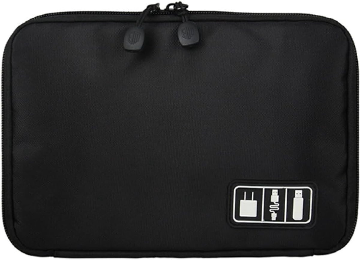 Reis Opbergtas - Kabel Organizer - Digitale Accessoires - Dubbellaags Nylon - 24 x 17 cm - Zwart