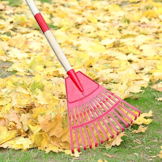 Waaivormige Hark - Bladhark Gazonhark - Buiten Tuin Onderhoud - Afneembare Bezem - 50 cm Breed - Rood — afbeelding 4