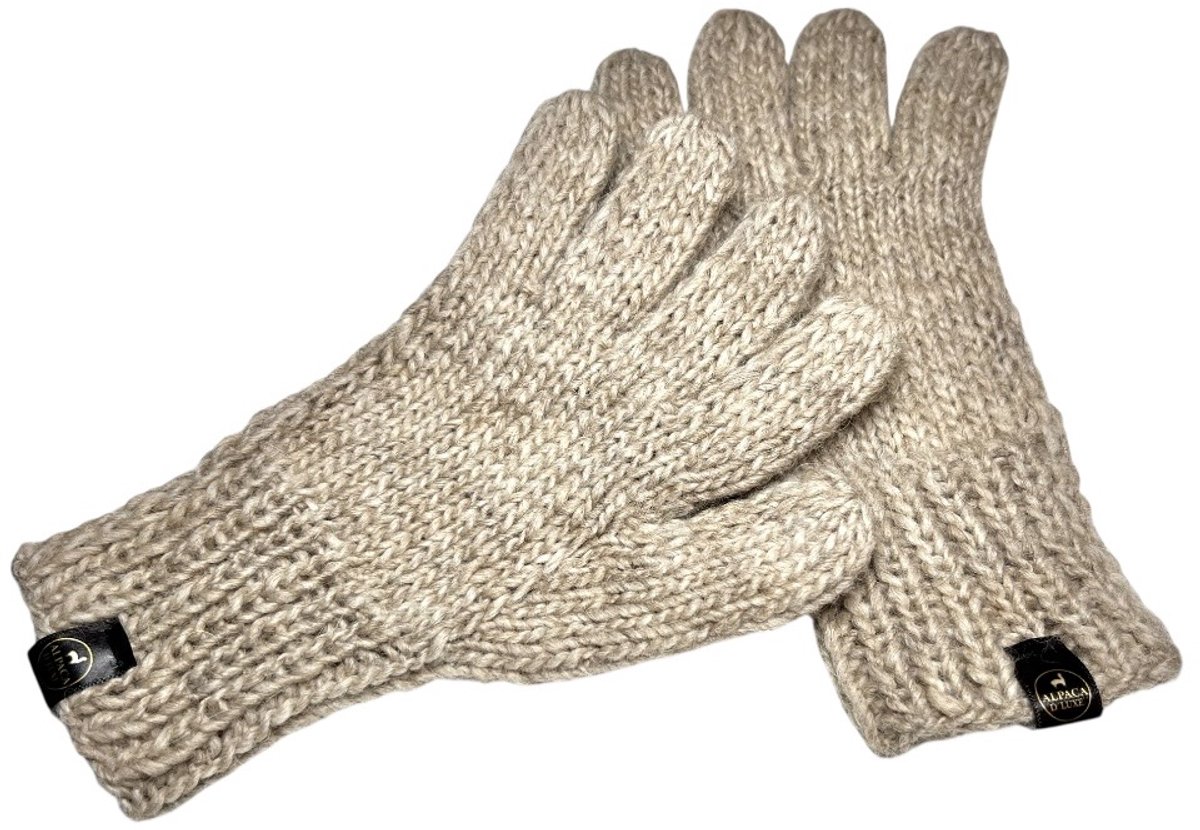 Alpaca D'Luxe Handschoenen Volwassenen - 100% Baby Alpaca Wol - Hypoallergeen - Volledig Handgemaakt - Beige - Luxe cadeau - Duurzaam - Damesmode - Herenmode - Alpaca - Zacht en Warm - 100% Origineel Alpacaproduct - Sustainable - Unisex Handschoenen