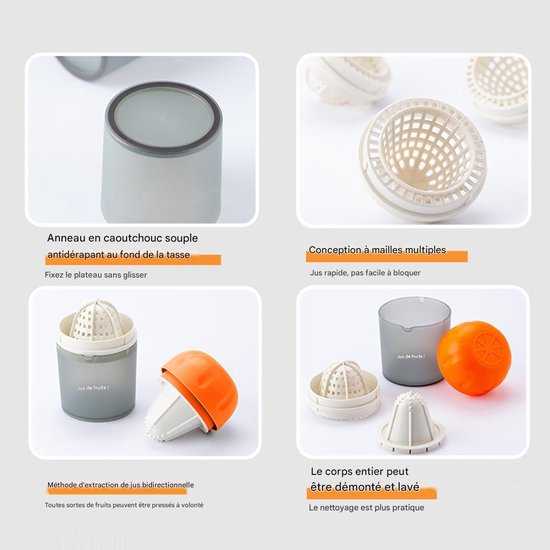 Handmatige Citruspers - Sapcentrifuge Keukengerei - Cocktails Maken - Compact En Draagbaar - 14.5 Cm Hoog - Oranje — afbeelding 5
