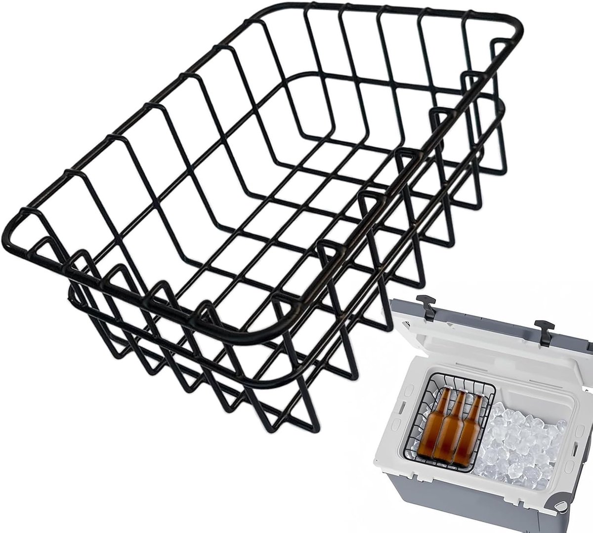 Opbergmanden Vriezer - Metalen Organizer - Keuken Buiten - Stapelbaar Ontwerp - 12 x 22 x 12 cm