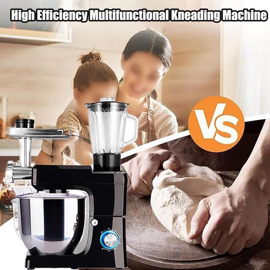 Keukenmachine Mixer - Keukenrobot Blender - Multifunctioneel Koken - Krachtige 1500 Watt Motor - 8 Liter Kom - Zwart — afbeelding 5