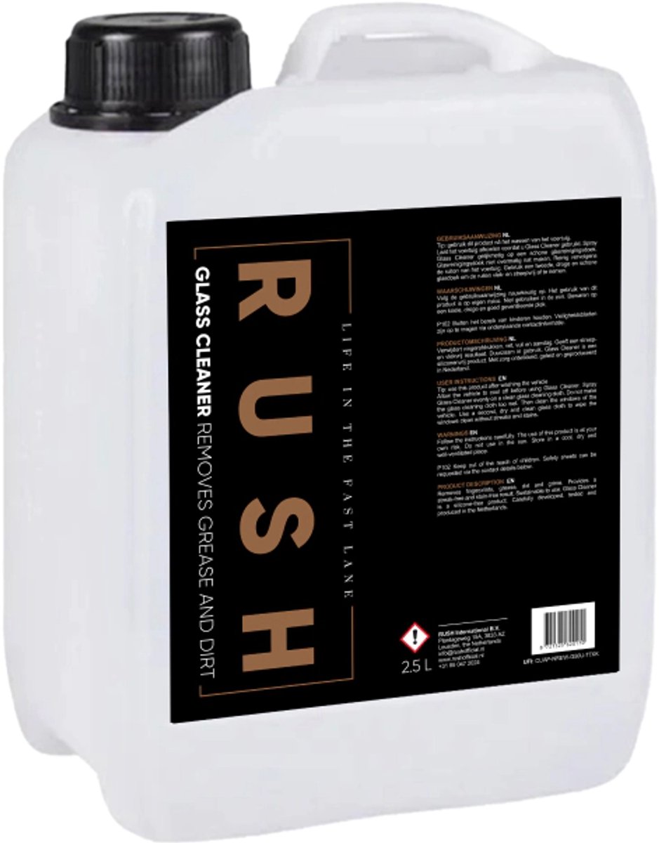 RUSH Glass Cleaner - - streeploos schone ruiten - reinigt snel en droogt streeploos - geschikt voor binnen en buitenzijde - verwijdert vet, vuil, stof en vingerafdrukken