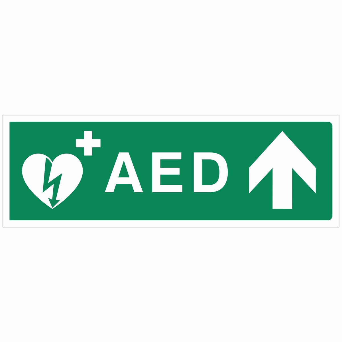 AED rechtdoor REFLECTEREND (7-10 jaar buitengebruik) 30x10 cm DIBOND bord
