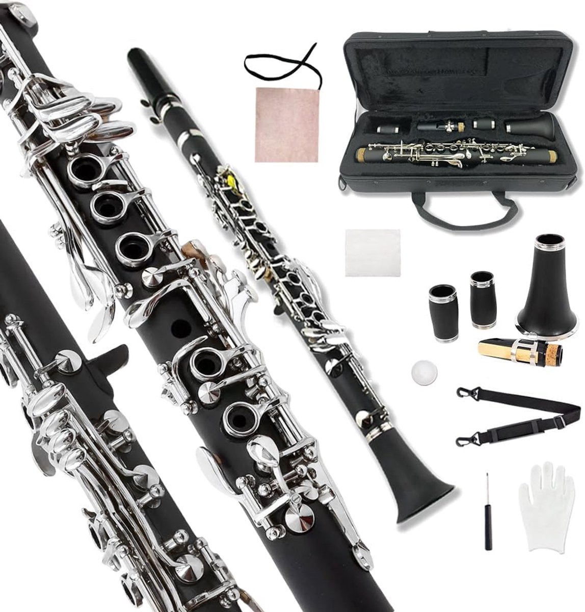 Beginners Klarinet - Houtblaasinstrument - Muziek Leren - Compleet Met Accessoires - Zwart