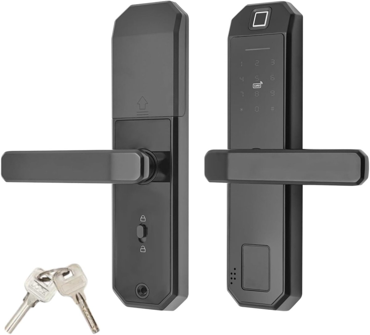 Slim Deurslot - Vingerafdruk Slot - Veilige Toegang - Meerdere Ontgrendelingen - 35-50mm Deuren - Zwart