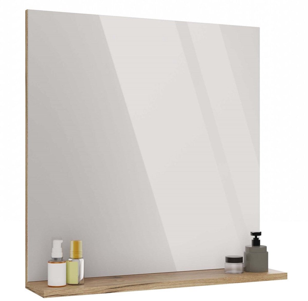 Spiegel met plank TIGO Lustro 60 - Wandspiegel badkamer & hal | Kleur: Evoke Eiken | 60x61,5x14 cm