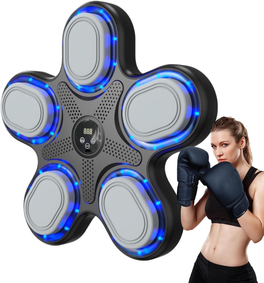 Muziek Boksen Machine - Fitness Apparatuur - Thuis Workout - Dynamische LED Verlichting - Wandmontage - Zwart