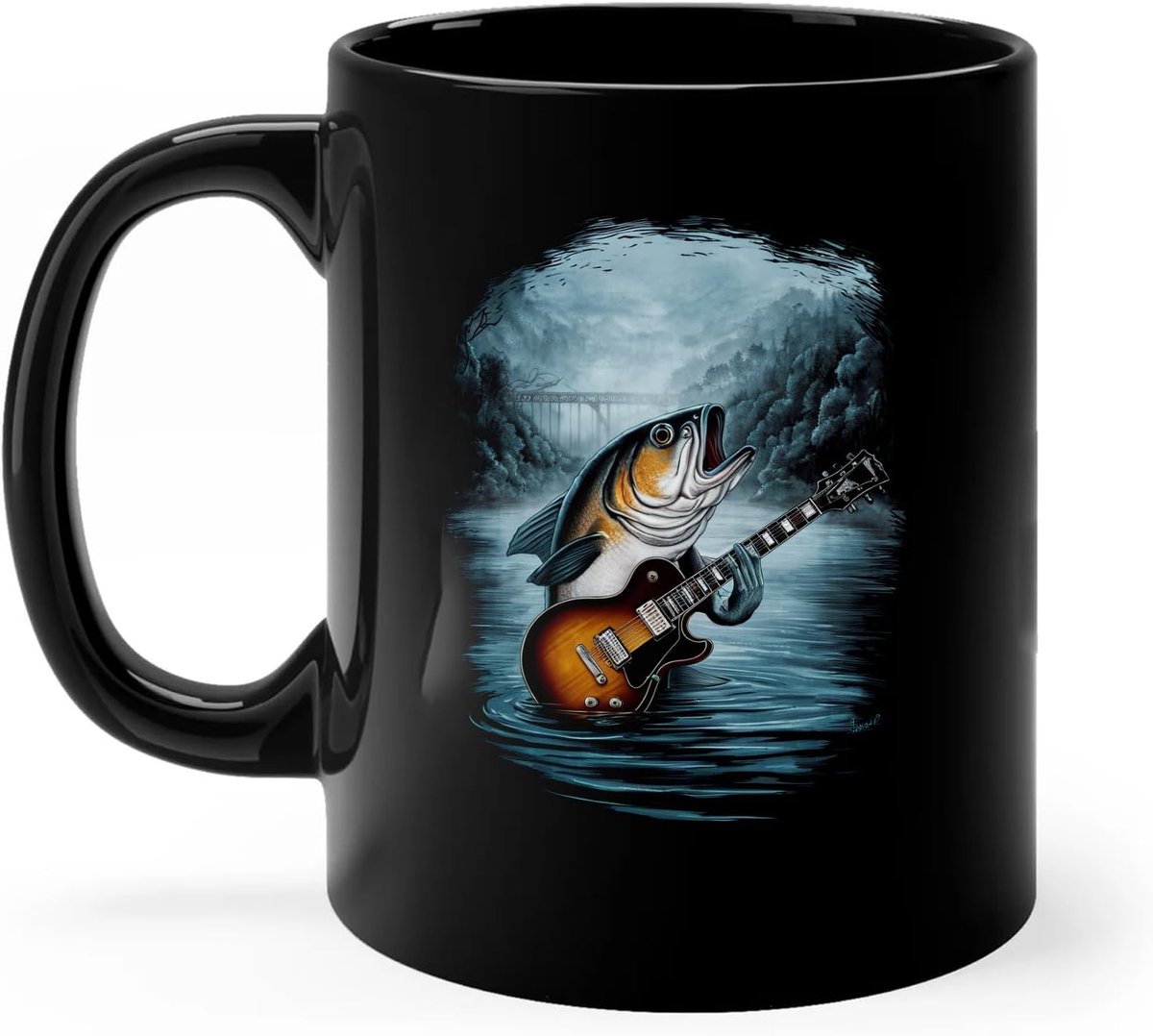 Theemok Basgitaar - Koffiecup Mok - Feestelijk Diner - Uniek Meme Design - 8 x 8 x 9.5 cm