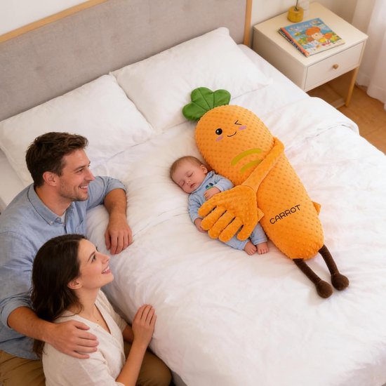 Kalmerend Knuffelkussen - Sensorisch Speelgoed - Bedtijd Ontspanning - Met Afstandsbediening - 90x30x30cm - Wortel — afbeelding 4