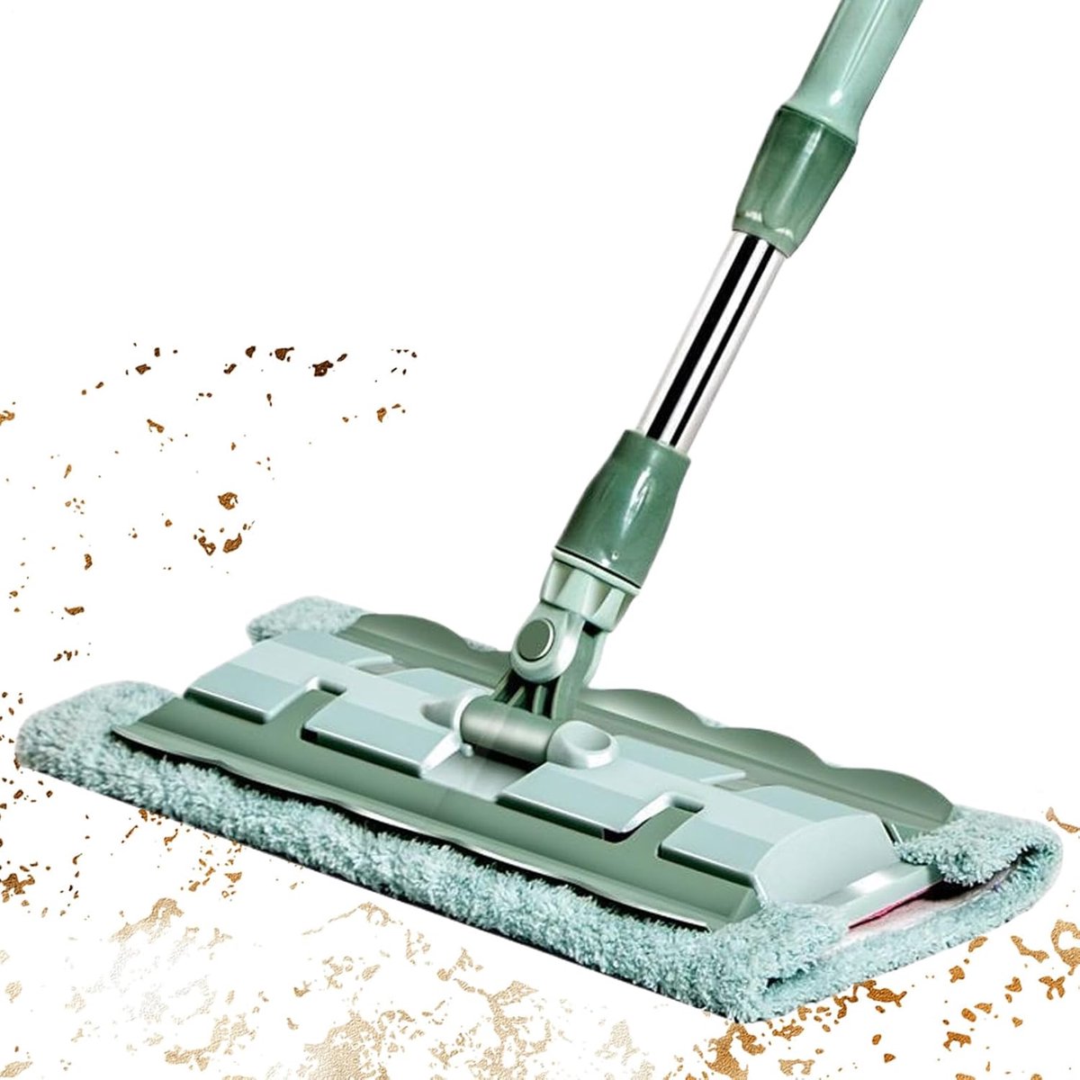 Vloerwisser - Platte Mop - Dagelijkse Reiniging - 7 Microvezelpads - 38 x 95 cm