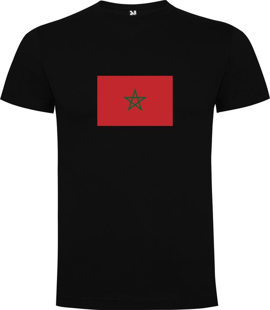 T-shirt noir avec drapeau du monde pays Maroc Full Color Taille M