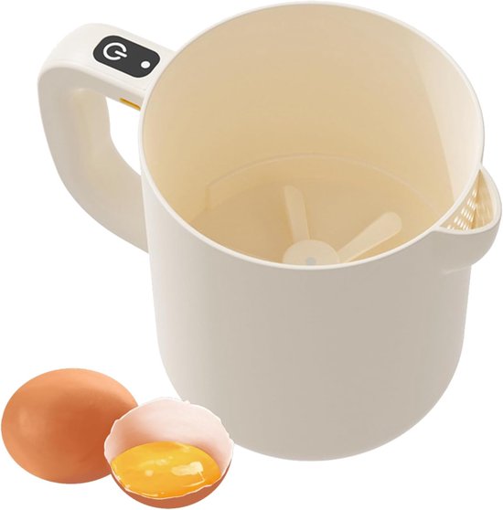 Elektrische Eierklopper - Draagbare Mixer - Beslag Maken - Zelfreinigend Mechanisme - 1 Liter Capaciteit - Beige — afbeelding 4