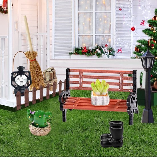 Miniatuur tuingereedschap - Kleine decoratie - Poppenhuis inrichting - 16 Delige set - Schaal 1:12 - Houtkleur — afbeelding 4