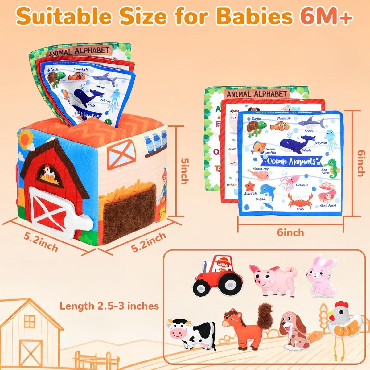 Montessori ontwikkelingsdoos voor baby's van 1 jaar, complete set met rammelaar, boerderijdieren en speeldoek, boerderijthema speelgoed ter bevordering van de motorische vaardigheden bij jongens en meisjes — cadeau in Spellen & Speelgoed - foto 3