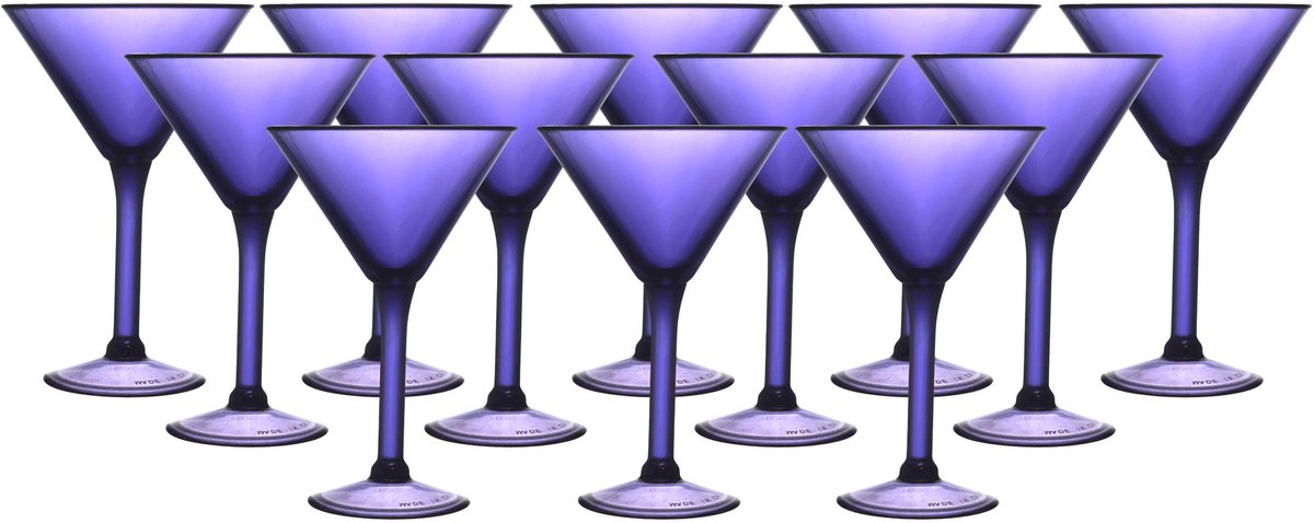 Home Deco Factory Cocktailglas - 12x - paars - kunststof - 24 cl - martini glas
