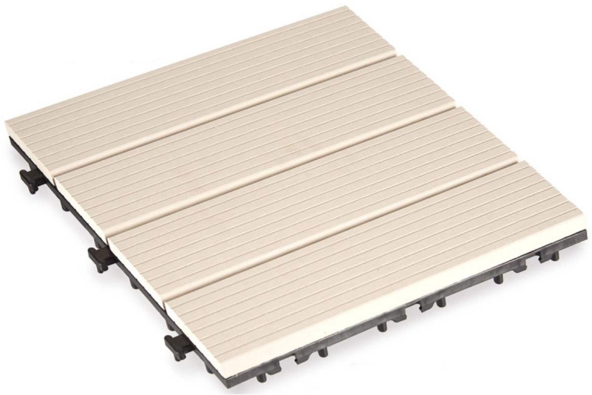 Iber Garden Tuintegel / balkon terrastegels - beige - composiet - 30 x 30 cm - vlonder - klikbaar to connect