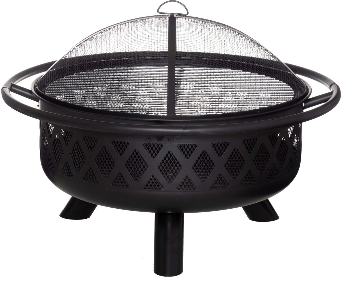 Mustang Vuurschaal met Grillrooster Ø67 cm – Luxe Fire Pit BBQ – Zwart/Brons – 91 cm