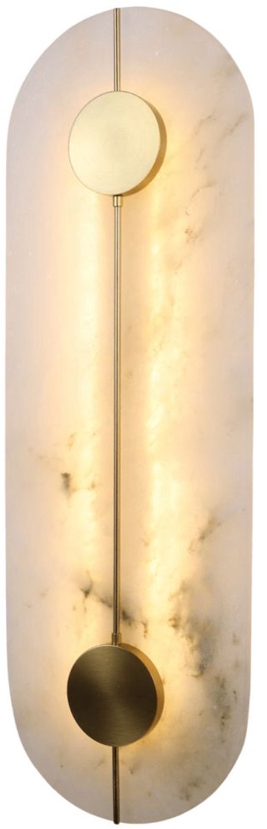 Kosilum - Calizia - Wandlamp - Wit en goud - Metaal en albast