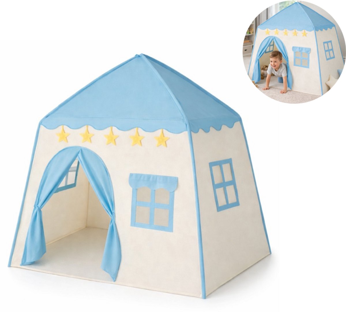 Goodz4All XL Blauwe Kindertent Speelhuisje Speeltent Tent 130x130x100 cm