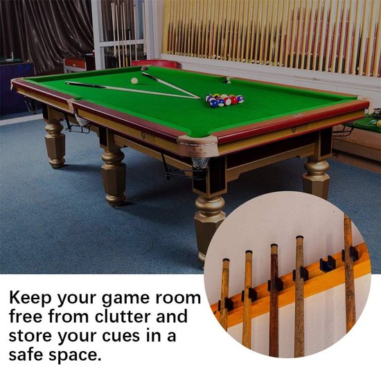 Houten Keurek - Muurbevestiging Keu - Biljart Accessoires - Houdt Zes Keuen Vast - 39cm - Bruin — afbeelding 5
