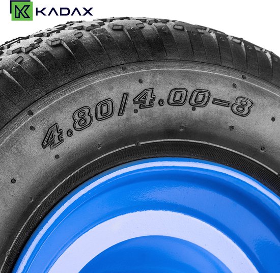 KADAX kruiwagenwiel 390 x 90 mm met as, aluminium velg en kunststof band, reservewiel 4.80/4.00-8 voor kruiwagens, kruiwagenwiel met asgat van 20 mm van Merkloos	 — afbeelding 4