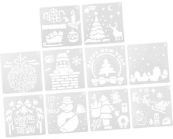 Kerst Teken Sjablonen - Creatieve Templates - Kerstdecoraties Maken - Herbruikbaar Ontwerp - 15x15 cm - Wit