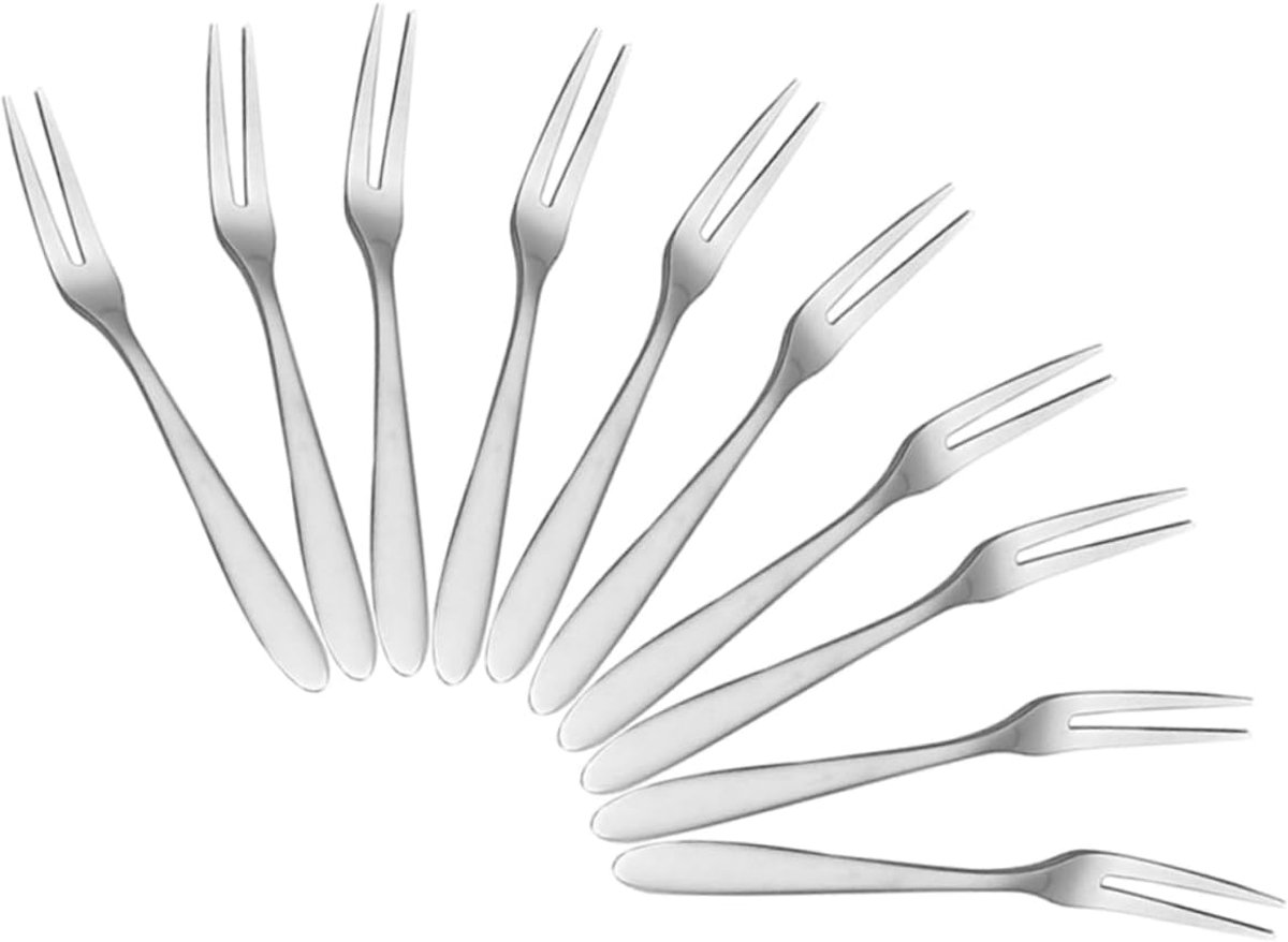 Fruit Vorkjes - Gebak Vorkjes - Feestelijk Diner - Spiegel Gepolijst - 13cm Lengte - Zilver