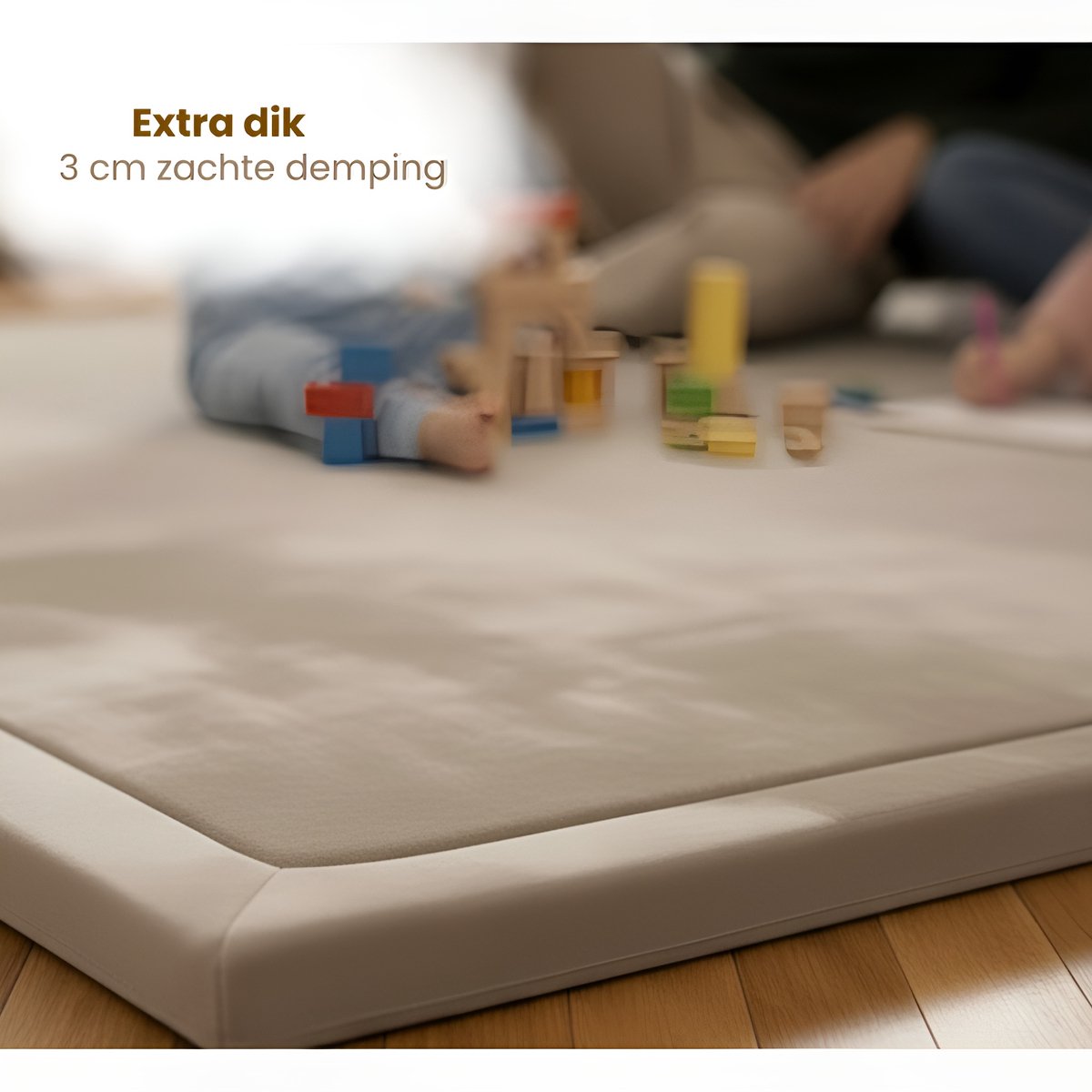 Tobey's Speelkleed - 150x200x3 - Beige - Fluwelen Speelmat - Speeltapijt Baby & Peuter - Luxe Traagschuim — afbeelding 2