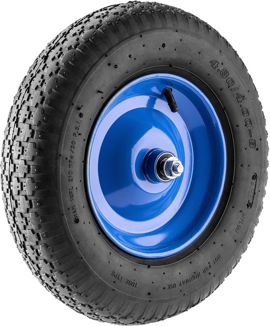 KADAX kruiwagenwiel 390 x 90 mm met as, aluminium velg en kunststof band, reservewiel 4.80/4.00-8 voor kruiwagens, kruiwagenwiel met asgat van 20 mm van Merkloos	 — afbeelding 2