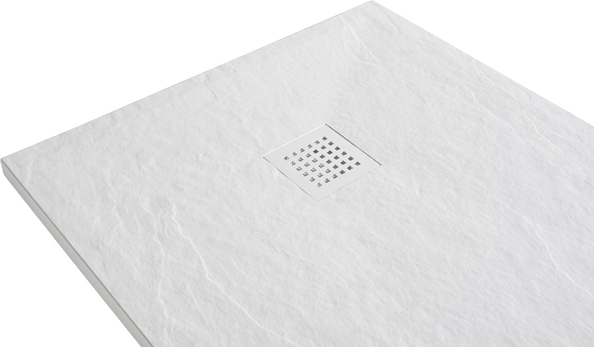 Kunststof Composiet Douchebak Mat Wit - Inclusief Sifon en Rooster - Antislip - Inkortbaar - 90x160x3 cm