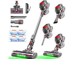 Hiaonyx Steelstofzuiger - Steelstofzuiger Draadloos - 35000pa - borstelloze motor - LED Verlichting - verschillende Opzetstukken - Krachtig - Rood