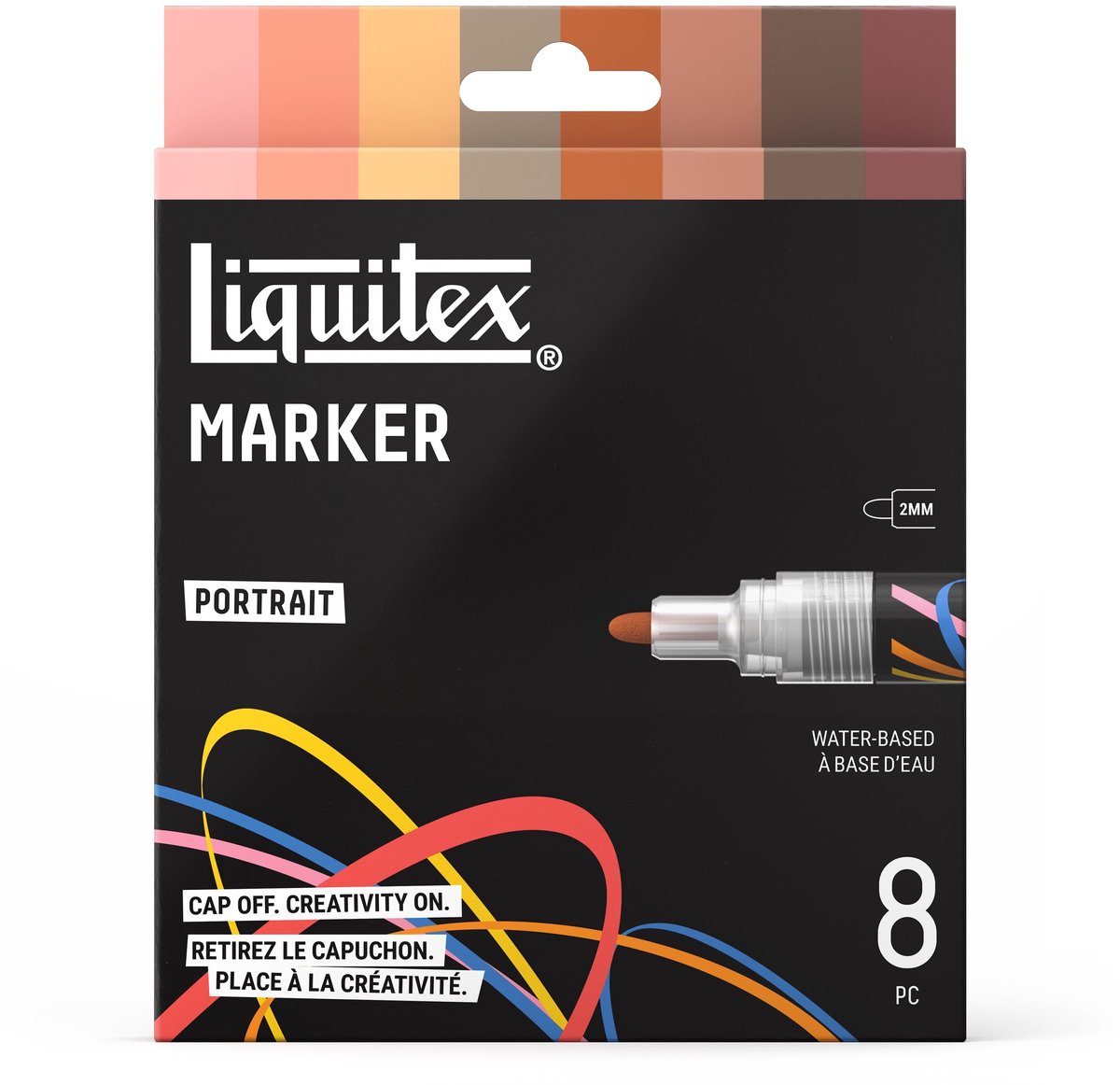 Liquitex 3699486 Acrylmarkers Portretset – 8 stuks – 2mm, Huidtinten, Multi-Surface Markers voor Kunstenaars, Tekenen, Mengkleuren & Mixed Media