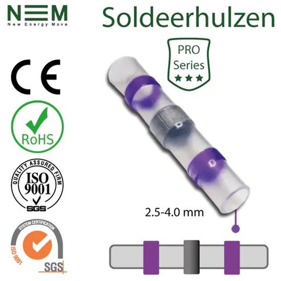 Waterdichte SoldeerHulzen Paars Geschikt voor kabels van 2.5 - 4.0 mm