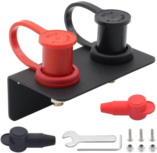 Allecto - Batterij jump post - Montagebeugel - Professioneel - Rood en zwart - Auto UTV RV Truck - 3/8" stud - Accessoire - Geschikt voor voertuige...