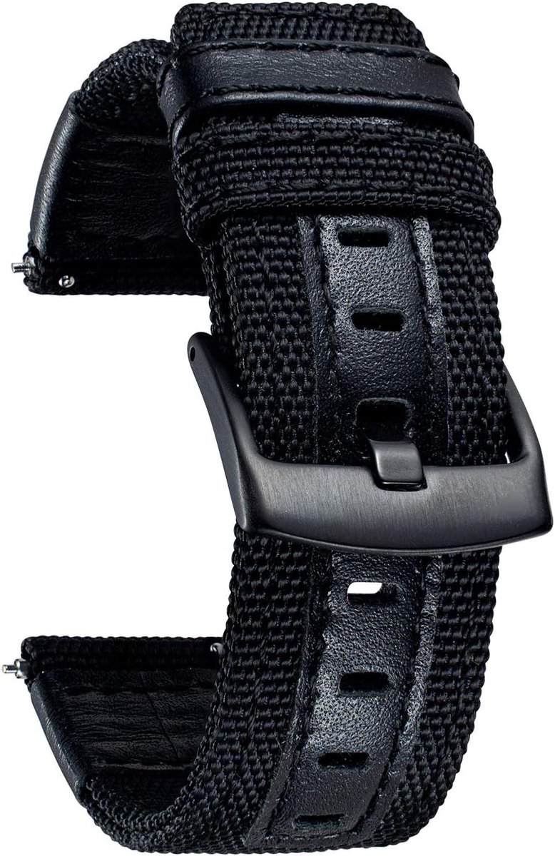 Canvas Horlogeband - Nylon Leer Band - Dagelijks Gebruik - Tweekleurig Vintage Design - 18-24 mm Breed - Meerdere Kleuren