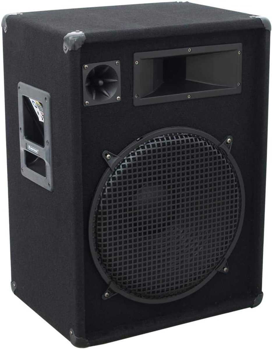 3-weg speaker - PA systeem - Muziek en feest - Robuuste behuizing - 38 cm woofer - Zwart