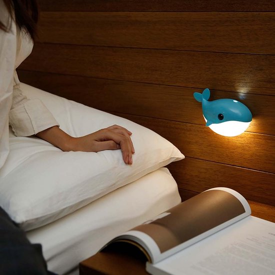 Wandlamp Bewegingsmelder - Nachtlamp Dier - Kinderkamer Decoratie - Oplaadbaar Draadloos - 100 Lumen - Blauw van Merkloos — afbeelding 2