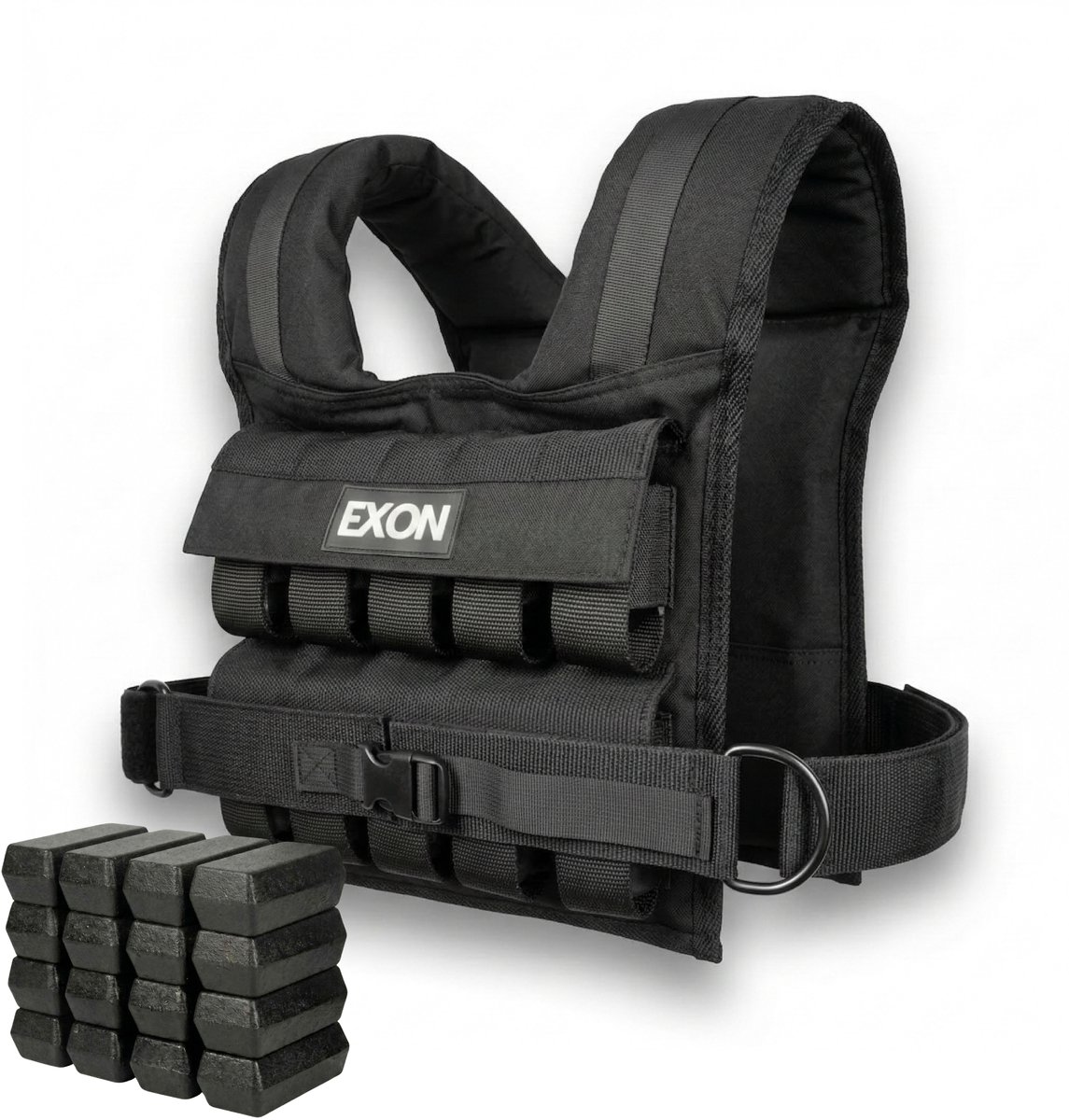 Exon® Premium 20 KG Gewichtsvest - Adjustable Fitness Weighted Vest - Weight Vest Verstelbaar in Gewichten - Krachttraining, Crossfit, Calisthenics Trainingsvest 20KG