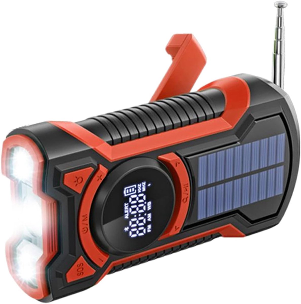 Noodradio Opladen - Hand Crank Radio - Kamperen Stroomuitval - 5000 mAh Batterij - 16.5 cm Lengte - Groen Rood