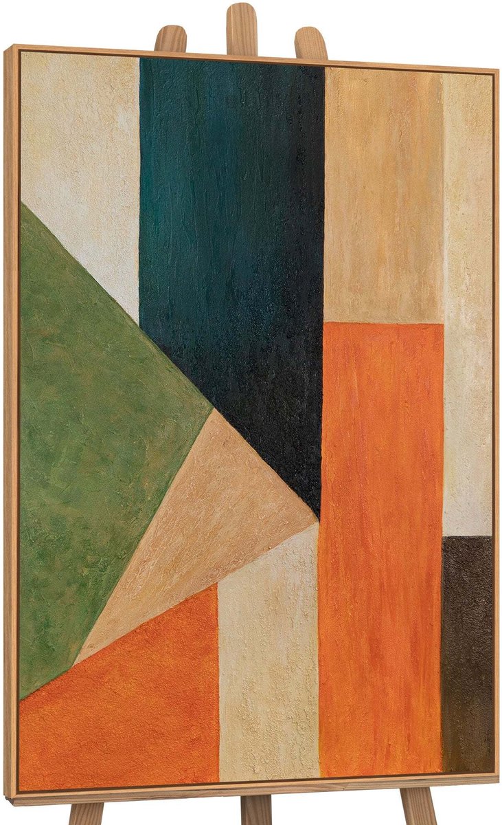 YS Canvas schilderij 120x80 cm handgeschilderd orde en beweging – YS-Art Gallery – Lijst: Hout – Luxe wanddecoratie Wood