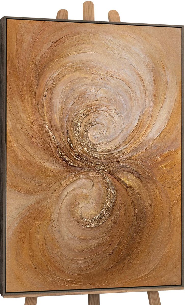 YS Canvas schilderij handgeschilderd whirlwind of heat abstract – YS-Art Gallery – Luxe wanddecoratie voor woonkamer – Modern schilderij voor slaapkamer en hal Grey