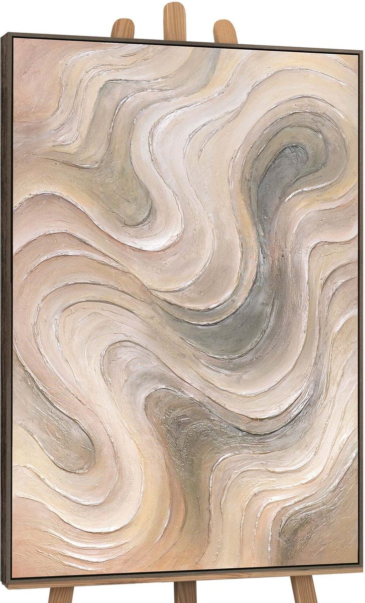 YS Canvas schilderij handgeschilderd gentle current abstract – YS-Art Gallery – Luxe wanddecoratie voor woonkamer – Modern schilderij voor slaapkamer en hal Grey