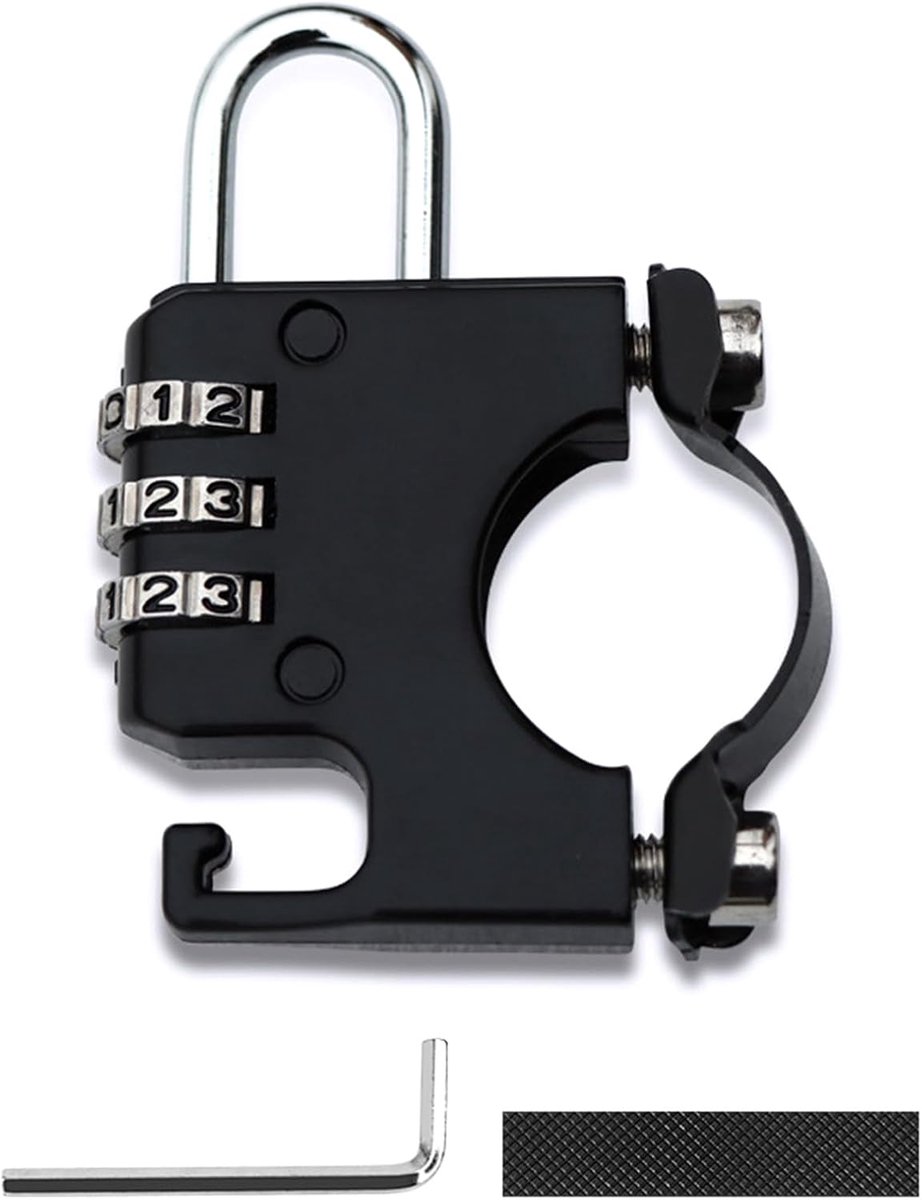 Combinatieslot voor helm – Motor, scooter, fiets, past op stuur 22–28mm